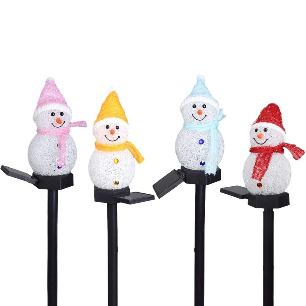 3-Pack: Little Snowman LED Solar Lawn Lights